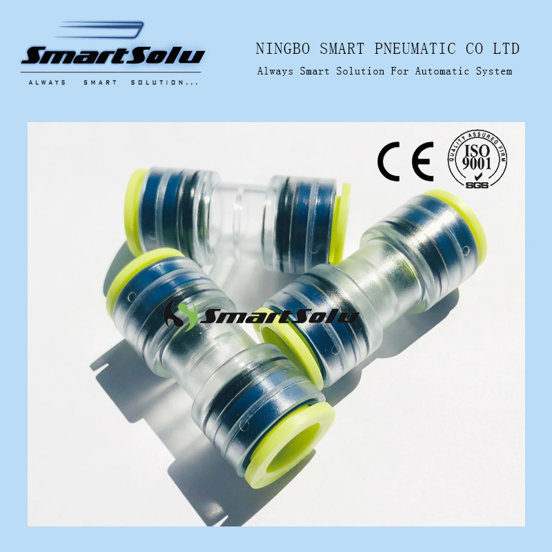 None Metal End 14/10mm Transperant Plastic Quick Push Fit Connectors HDPE Microduct Coupler