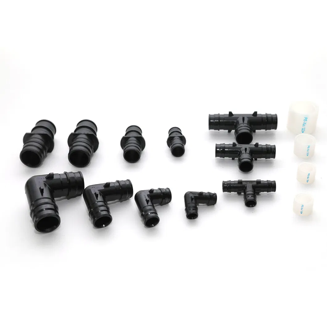 Black Plastic Expansion Union Elbow Tee 16mm-40mm Pexa Pipe Fittings