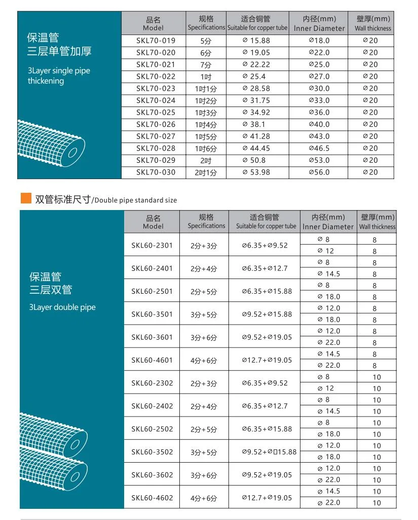 Rubber Polyethylene Insulation Pipes Tubes for Air Conditioner