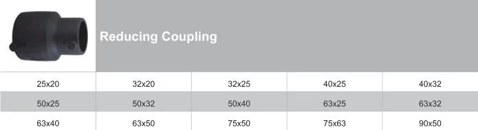 HDPE Pipe Fitting Black Reducing Coupler