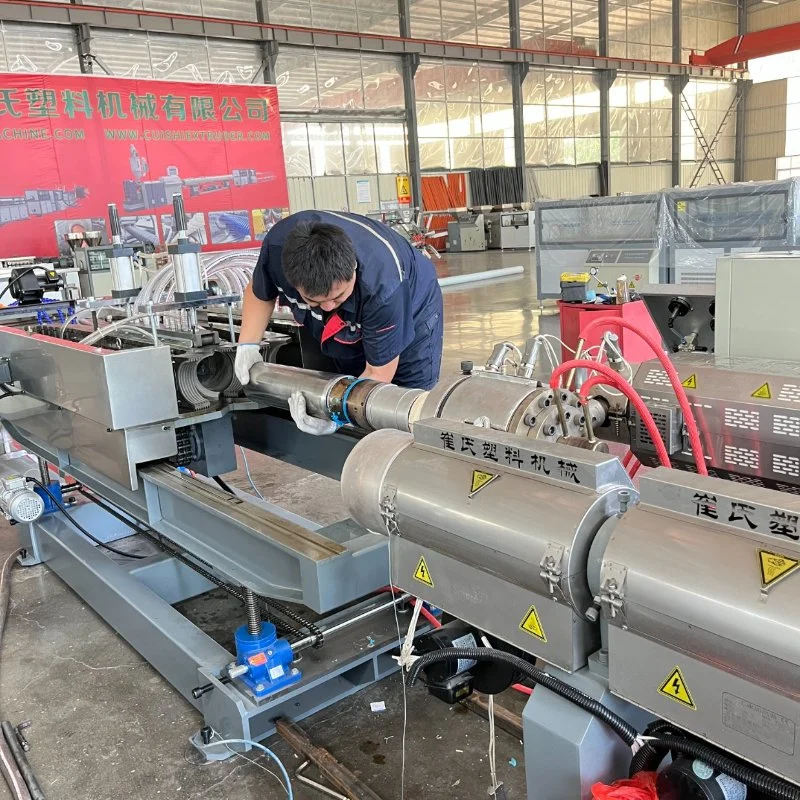 Double Screw Extruder Corrugated Pipe Extrusion Machine Tube Extruding Line