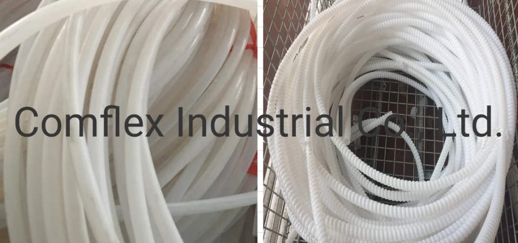 Braided Corrugated PTFE / Poly Tetra Fluoroethylene Hose with Flange%