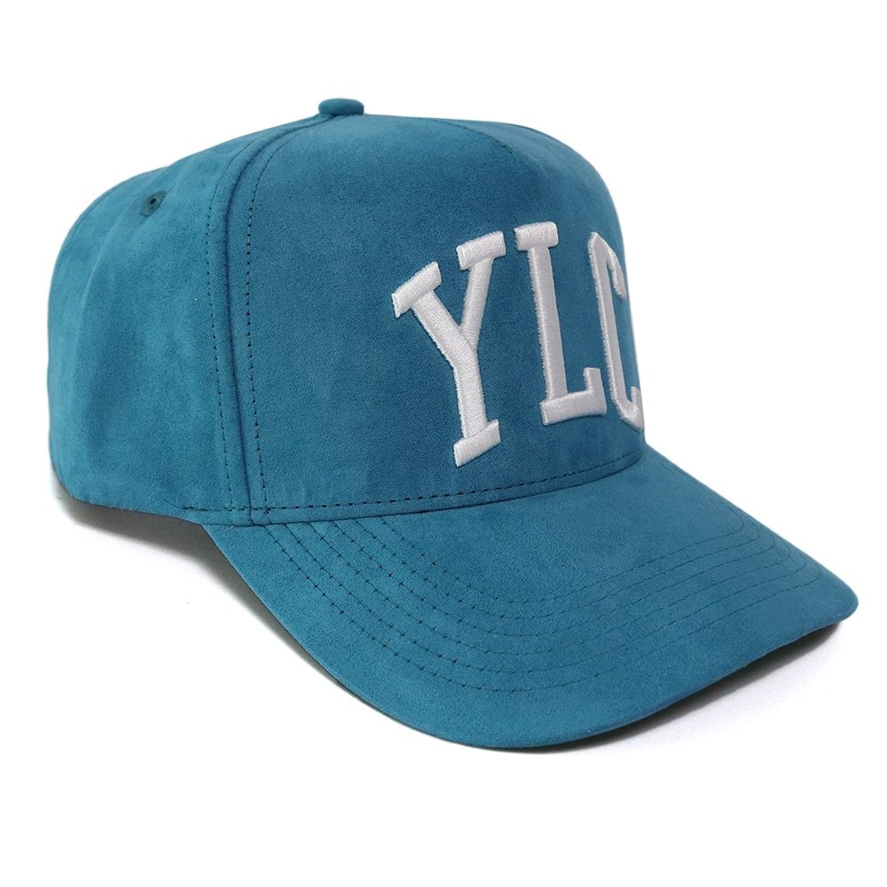 High Quality Custom Embroidery Logo 5 Panel Suede Baseball Cap Embossed Logo Snapback Hats Cap 3D Embroidery Custom