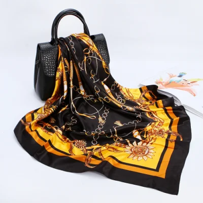 Custom Digital Printed Head Seiden Schal Bandana Damen Seide Schal