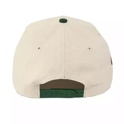 Custom Logo hohe Qualität 5 Panel 3D Stickerei Patch Baseball Hut Sport Caps zwei Ton Creme und Wald grün Hüte