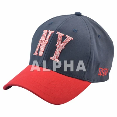 Navy Red Rope Stickerei Logo Baseball Cap Sport Golf Six Panel-Hut