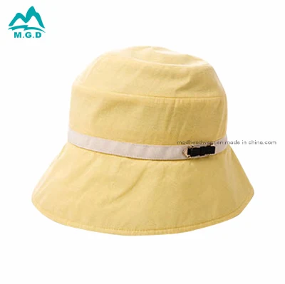 Baumwolle Bucket Hut mit Lederriemen Custom Damen Hüte Mode Bucket Hat Baumwolle Bucket Hat Sommer Hut Sonnenhut
