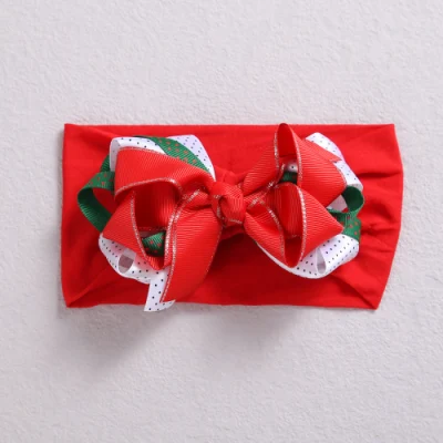 Kinder Haarband Bandana Elastic Nylon Baby Threaded gewebte Schleifen Mädchen Weihnachten Geschenk Baby Gestrickt Stirnband
