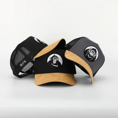 Custom Herren Gebogene Wildlederbrim Stickerei Mesh Snap Zurück Gorras Twill Sport Trucker Hut Caps Aus Baumwolle