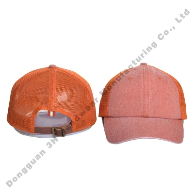 Großhandel unstrukturiert 6 Panel Distressed Mesh Papa hat für Unisex Custom Vintage Gewaschen Baumwolle Trucker Caps Hüte