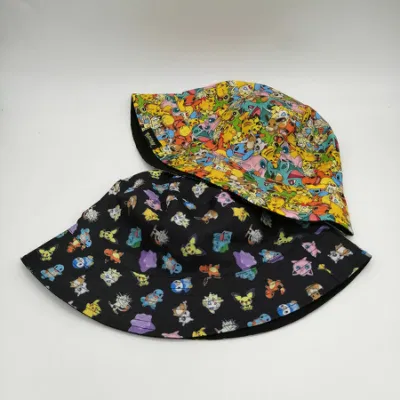 Günstige Kinder Outdoor-Eimer Custom Sublimation Druck Polyester Sommer Strand Kinder Eimer Hüte BSCI Fabrik