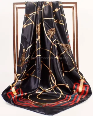 Neu Gedruckt Fashion Chain Design Große Quadratische Satin Lady Seide Schals
