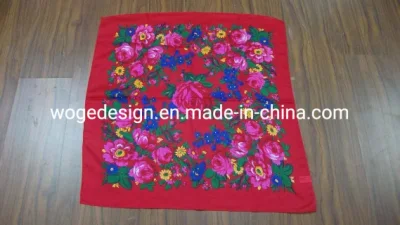 Yiwu Hersteller 70 * 70cm Schals Kopfbedeckung Schal Print Frauen Acryl Quadrat Gold Lurex Glitter Muslim Floral Fashion Hijab