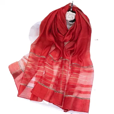 Neu Schal Echte Seide Wolle Frauen Lange Schals Schal Weiblich Hijab Wrap Sommer Strand Cover-UPS Schals Bandana