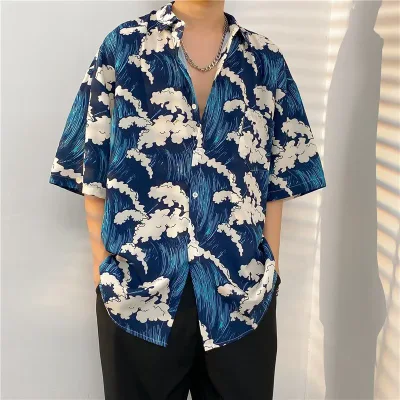 Mode Casual Hawaiian Print Herren Ärmellos Shirt Summer Harbour Trend Lose Größe