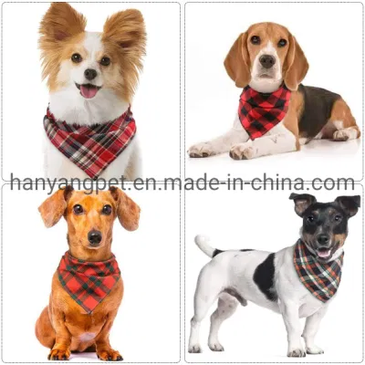 Hanyang OEM Haustier Zubehör Haustier Zubehör Reversible Plaid Pet Lätzchen Schal Dreieck Hund Bandana Verstellbarer Hund Bandana