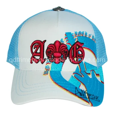 Konstruierte Fuge 3D Stickerei Snapback Netz Trucker Kappe (TRT038)