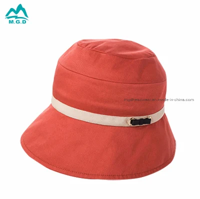 Baumwolle Bucket Hut mit Lederriemen Custom Damen Hüte Mode Bucket Hat Baumwolle Bucket Hat Sommer Hut Sonnenhut