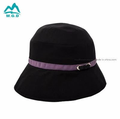 Baumwolle Bucket Hut mit Lederriemen Custom Damen Hüte Mode Bucket Hat Baumwolle Bucket Hat Sommer Hut Sonnenhut