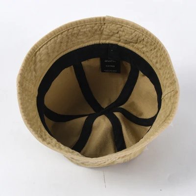 Japanische Einfarbige Einfache Baumwolle Runde Top Eimer Hut Vintage Fischerkhut