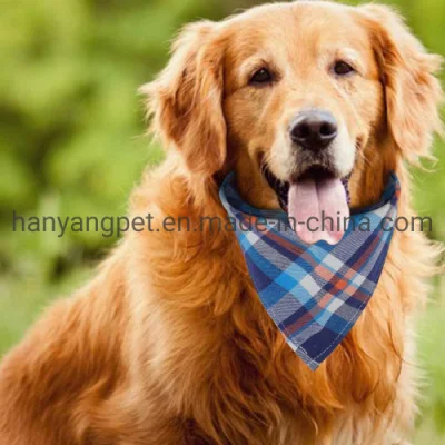 Hanyang OEM Haustier Zubehör Haustier Zubehör Reversible Plaid Pet Lätzchen Schal Dreieck Hund Bandana Verstellbarer Hund Bandana