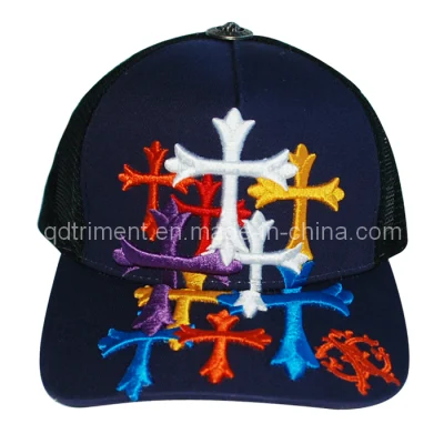 Konstruierte Fuge 3D Stickerei Snapback Netz Trucker Kappe (TRT038)