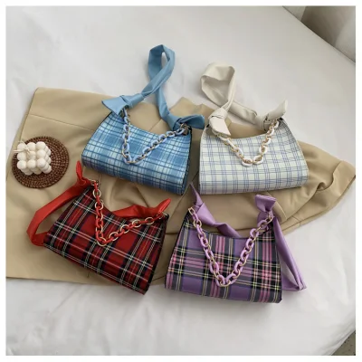 Grid-Muster PU Mode Schulter Dame Handtasche