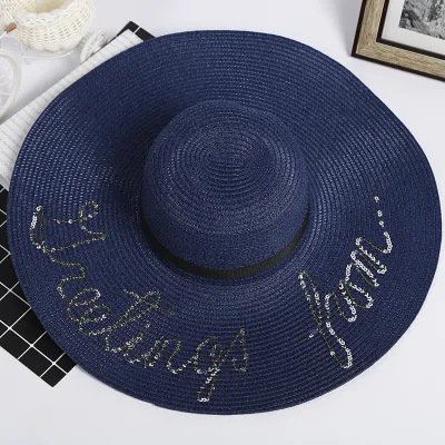 Breiter Krempe Frauen Großhandel Custom Sommer Strand Sonne Floppy Papier Strohhut