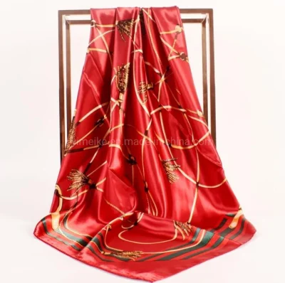Neu Gedruckt Fashion Chain Design Große Quadratische Satin Lady Seide Schals