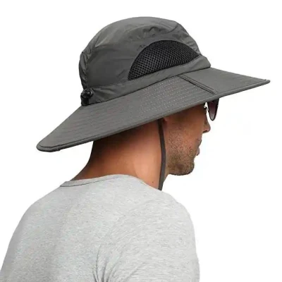 Custom Boonie Eimer Hüte Sommer UV Wasserdicht Angeln Breite Krempe Sun der Fischer Hut mit Strings Sun Hüte für Männer
