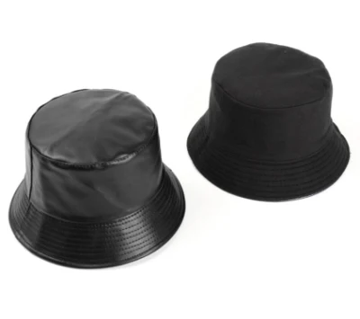 Custom Farbe Unisex Einfarbig Leder Eimer Hut Aus Echtem Leder Designer Eimer-Mütze Aus Rindsleder