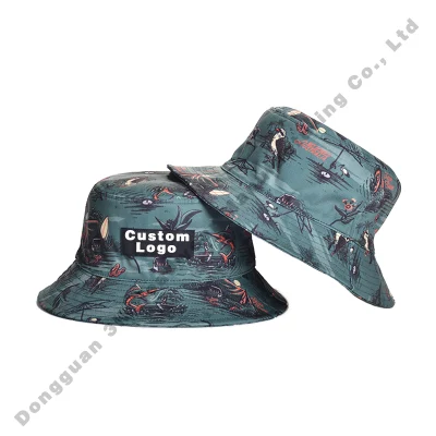 Hochwertige Designer Polyester breiten Krempe Print Fisherman Hut für Unisex Custom Printed Reversible Eimer Hüte