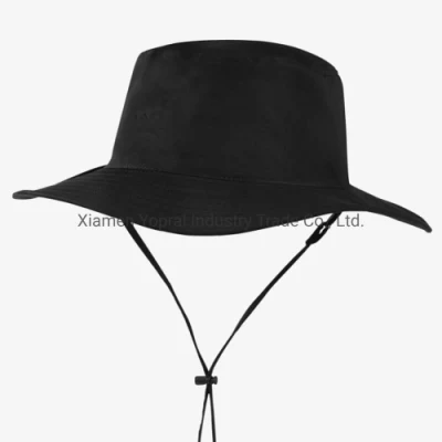 Großhandel Weiß Schwarz Grau 5 Panel Baumwolle mit Seil Sonne Shade Trucker Bucket Golf Hüte