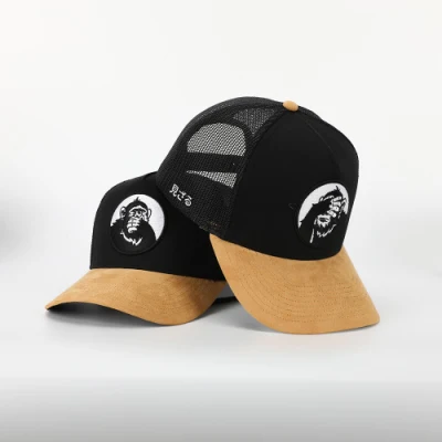 Custom Herren Gebogene Wildlederbrim Stickerei Mesh Snap Zurück Gorras Twill Sport Trucker Hut Caps Aus Baumwolle