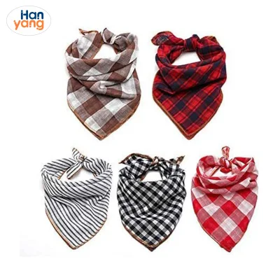 Hanyang OEM Haustier Zubehör Haustier Zubehör Reversible Plaid Pet Lätzchen Schal Dreieck Hund Bandana Verstellbarer Hund Bandana
