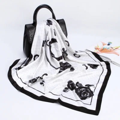Custom Digital Printed Head Seiden Schal Bandana Damen Seide Schal