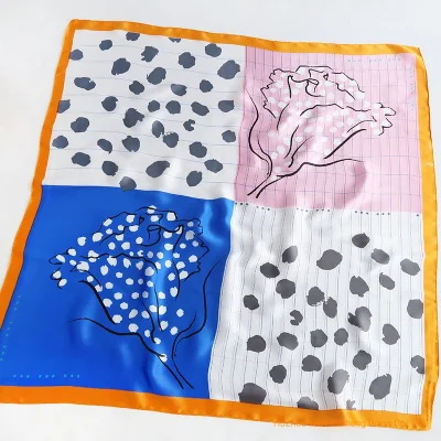 70X70 Best Seller Stock Custom Square Head Wrap Satin Silk Schal Bandana