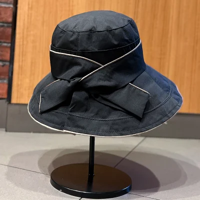 Herren Damen Frühling Sommer Einfache Mode Bogen Big Brim Sonnenschirm Beckenmütze mit Fischerkappe