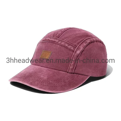 Custom Logo Einfarbig Erwachsene Männer Frauen Camper Camp Cap Distressed Vintage Gooras Gewaschen 5 Panel Baseball Papa Hüte