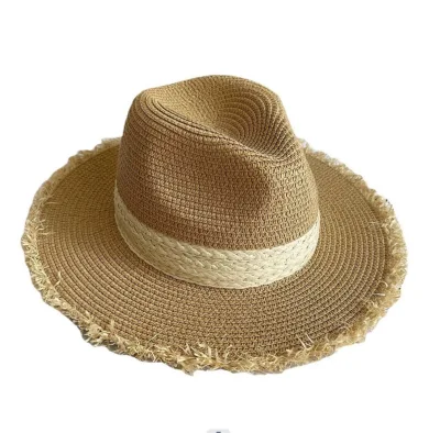 Strohhut, mit Pelz getrimmter Strohhut, Gentleman&prime;s Hut, Top hat, Sonnenblende, Strohhut Am Strand