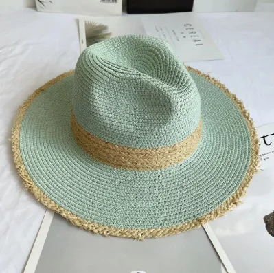 Strohhut, mit Pelz getrimmter Strohhut, Gentleman&prime;s Hut, Top hat, Sonnenblende, Strohhut Am Strand