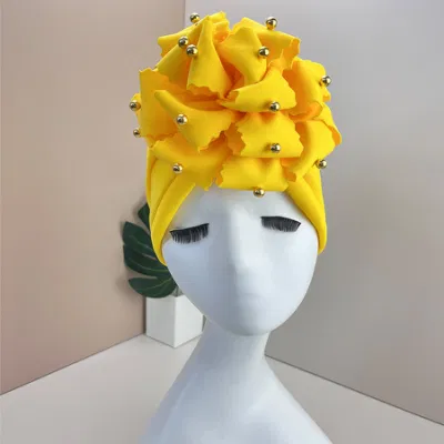 Große Blume Golden Yellow Turban Hut