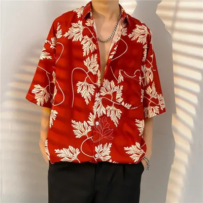 Mode Casual Hawaiian Print Herren Ärmellos Shirt Summer Harbour Trend Lose Größe