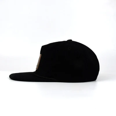 Benutzerdefinierte unstrukturierte Kleinkind Cord 5 Panel Snapback Kappe mit Leder Patch Snapback Hut mit Seil für Kinder
