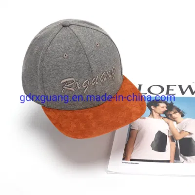 Individuelle Stickerei Logo Wildleder Flache Krempe Snapback Baseball Cap