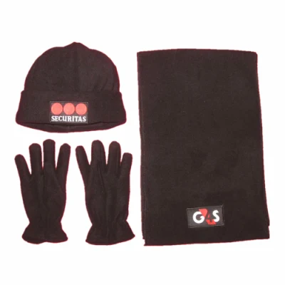 China Factory OEM Custom Logo Winter Polar Fleece Blue Beanie Schal Handschuhe Halswärmer Set