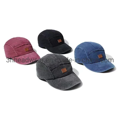 Custom Logo Einfarbig Erwachsene Männer Frauen Camper Camp Cap Distressed Vintage Gooras Gewaschen 5 Panel Baseball Papa Hüte