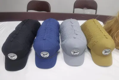 Großhandel Custom 5 Panel Gummi PVC Logo Seil Baseball Cap Wasserdichte Laser Cut Hole Perforierte Hut Performance Sport Papa Hut