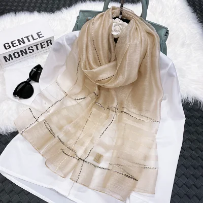 Neu Schal Echte Seide Wolle Frauen Lange Schals Schal Weiblich Hijab Wrap Sommer Strand Cover-UPS Schals Bandana