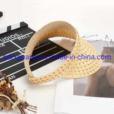 Hochwertige Hand Gewebte Visor Caps Sommer Frauen Custom Stroh Hut